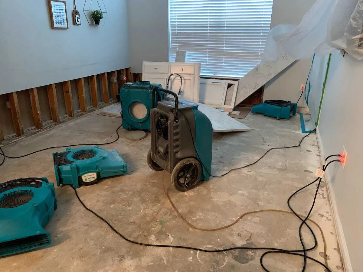 Dehumidifier in flood-cut room for Water Damage Restoration in Garden Acres